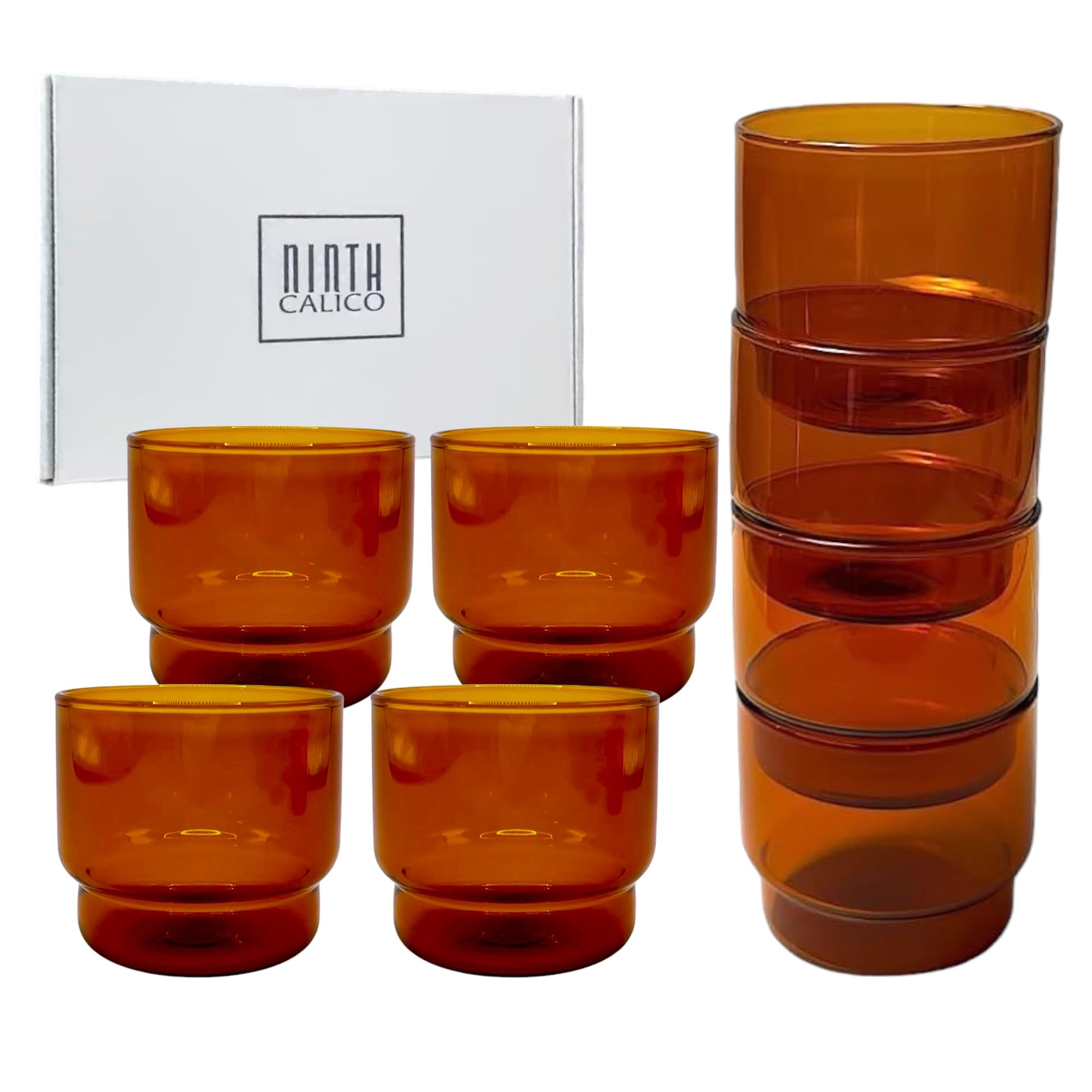 Amazon.com | Ninth Calico Stackable 4-Piece Glass Set – Colored